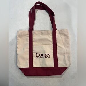Classic Longy school of Music Cream and Burgundy Canvas Tote bag.